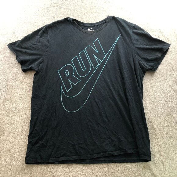 Nike Mens T-Shirt Size XL Shotr Sleeve Black Run Graphic Tee Athletic Fit Casual - Picture 6 of 7
